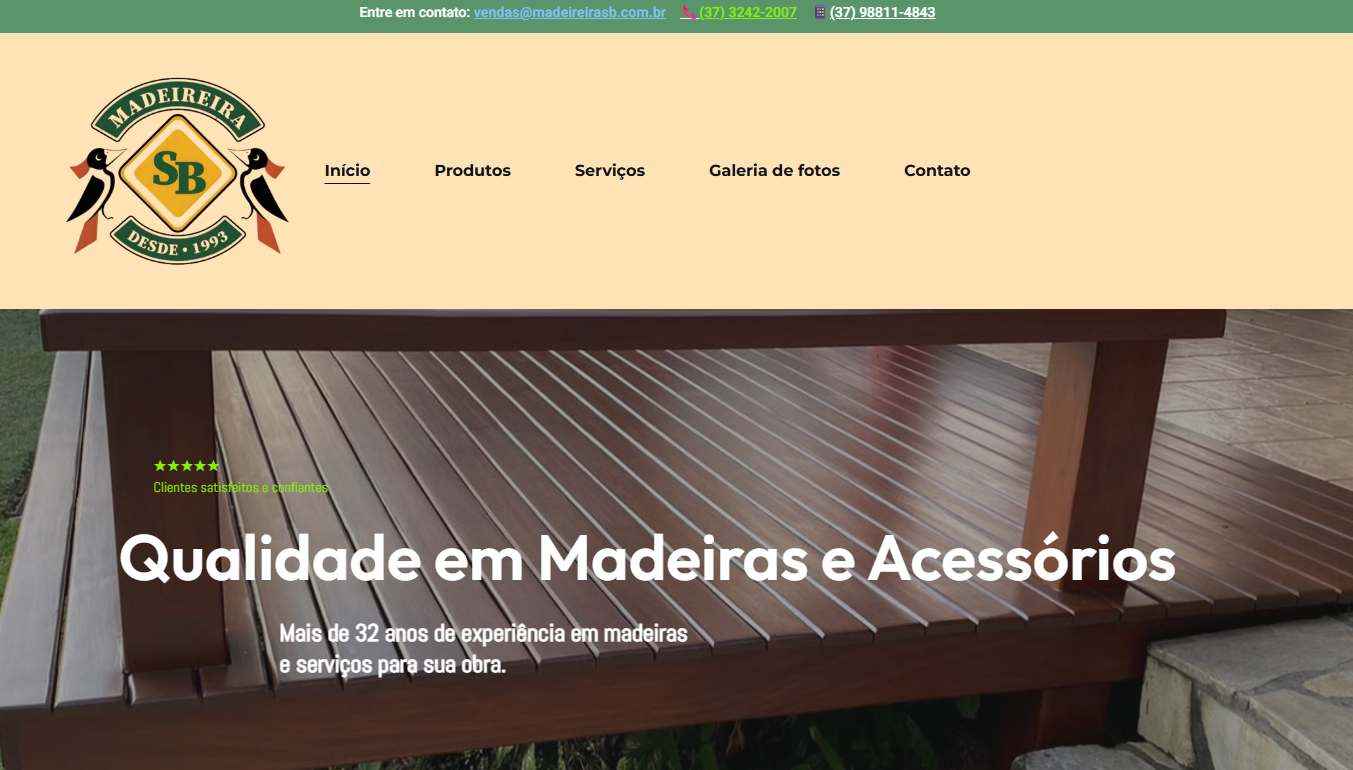 Madeireira SB - Projeto de Marketing Digital e SEO Local pela Capyon